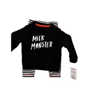 Cat & Jack Baby Boy Milk Monster Dinosaur 2pc Sweatshirt Pants Set 12M New